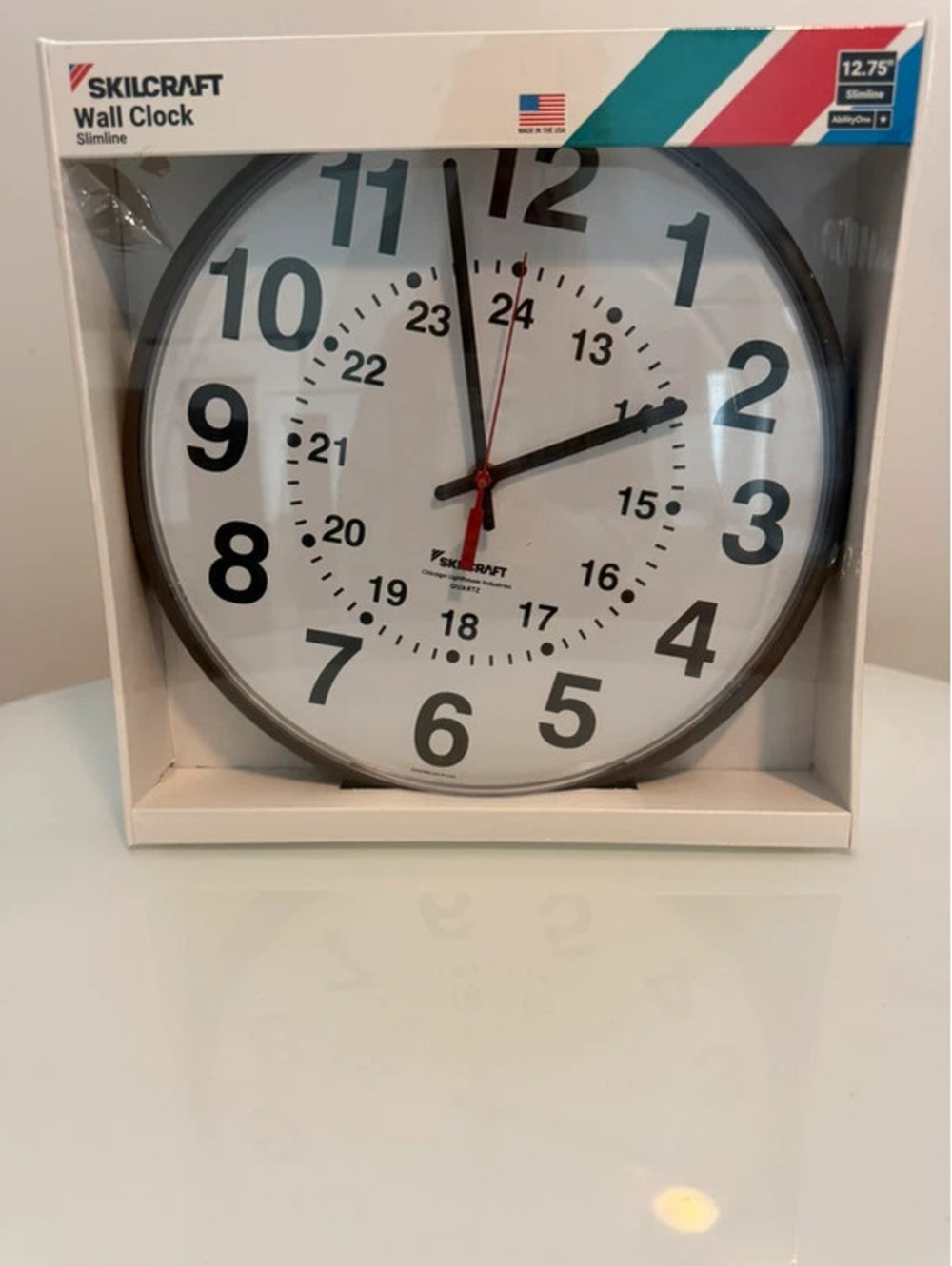 Skilcraft 12/24 Hour Slimline Wall Clock